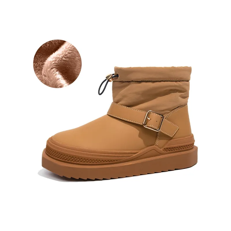 Warrior Thermal Coverage Height Increasing Abrasion Resistant Slip Resistant Ankle Length Snow Boots Women's Camel-1