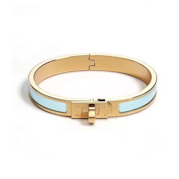HERMES Enamel Gold plated Bangles Women's Blue
