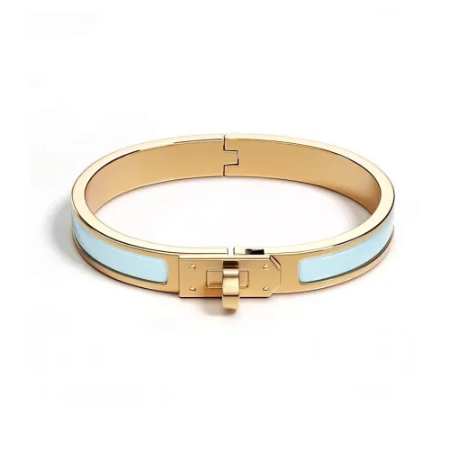 HERMES Enamel Gold plated Bangles Women's Blue