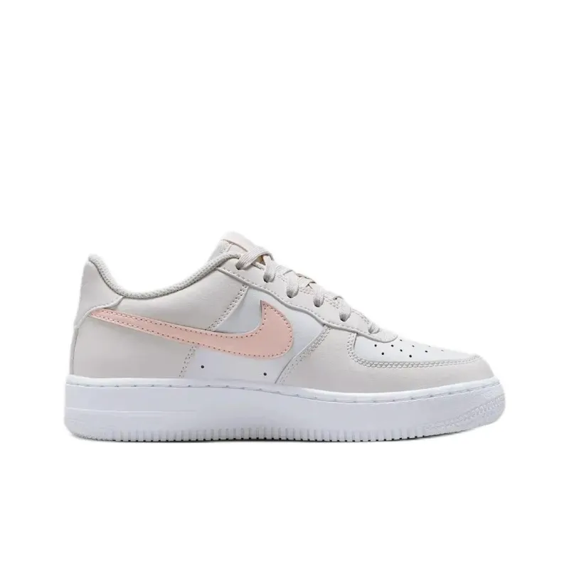 Nike Air Force 1 Abrasion Resistant Low Top Kids' Skateboarding Shoes Gray/White/Pink Unisex-1