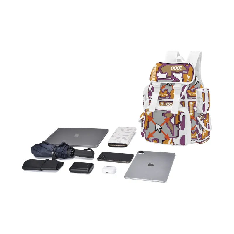 COEXISTENCE Polyester Students Backpack Laptop Backpack Regular Unisex White-3