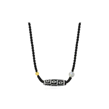 Master Kim Solid Gold Bead With Agate Necklaces Unisex