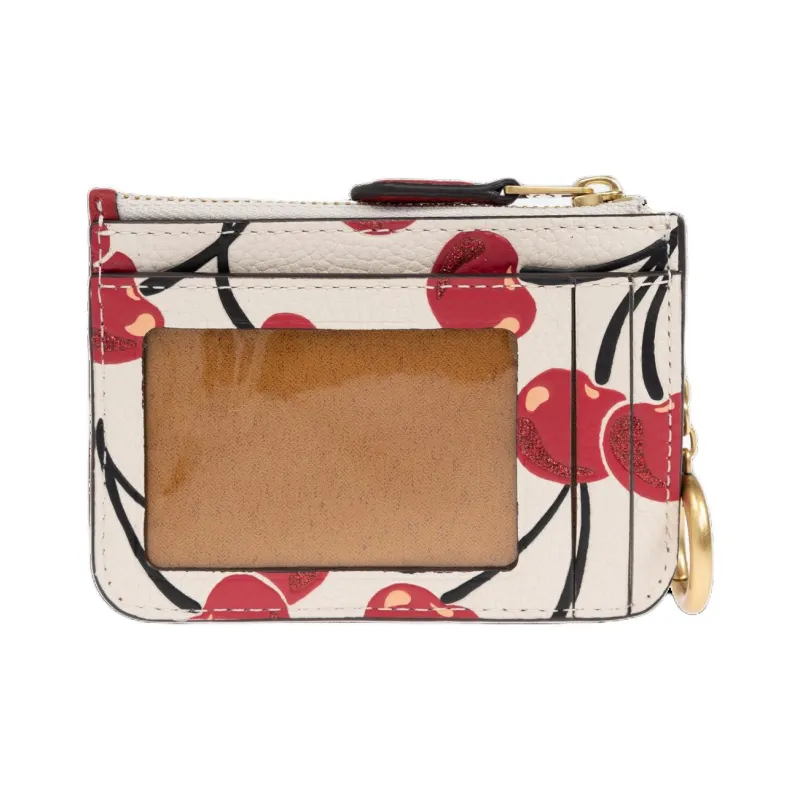 COACH Leather Card Holder Women's Cream-2