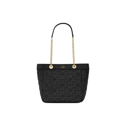 Kate Spade Spade Flower Fabric Tote Bag Shopping Bag Handbag Shoulder Bag Small Size Women's Black