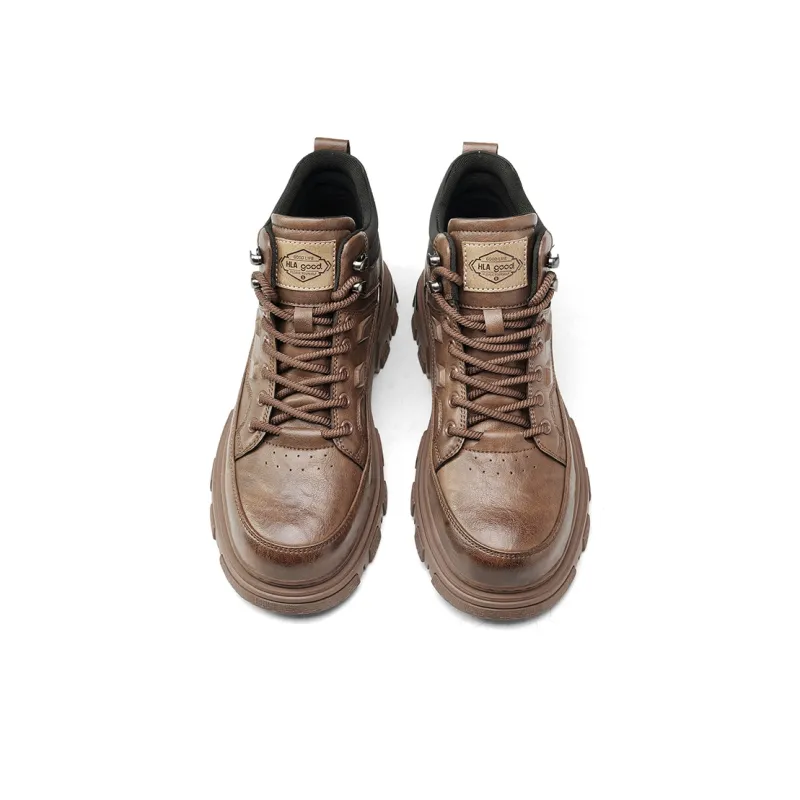 HLA Work Boots Men High Top Black/Brown-7