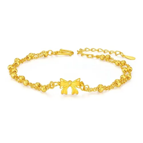 ZHIAIYONGHENG Premium Heavyweight Luxury Double Layer Bowknot Solid Gold Fixed Price Gold Bracelet Women's