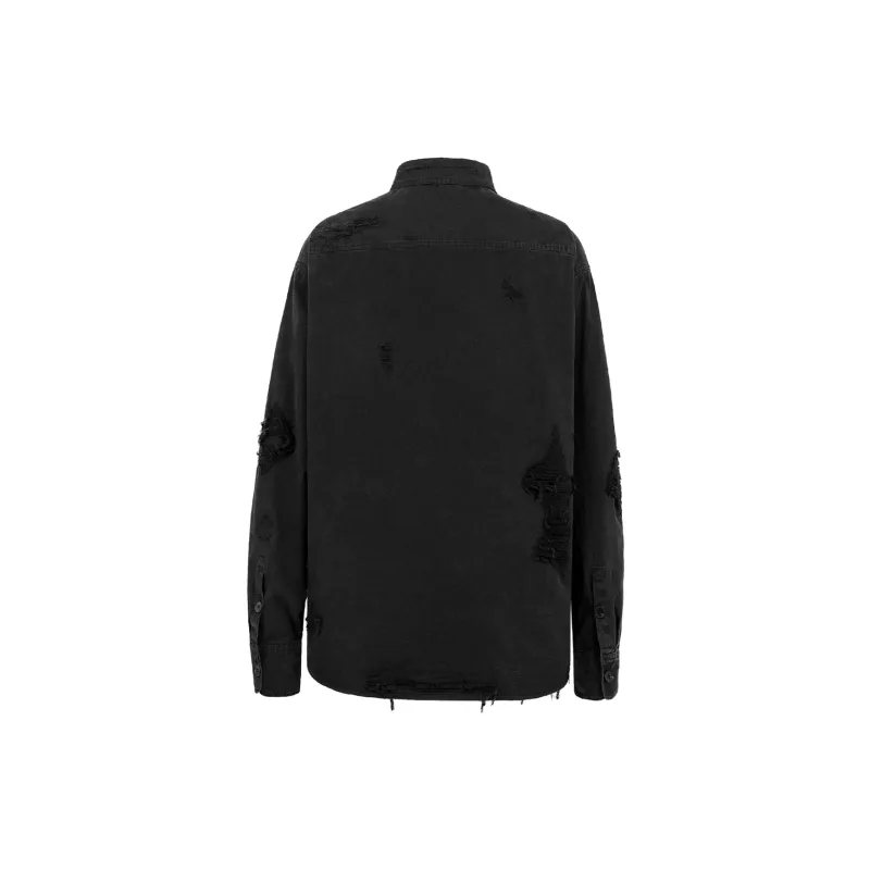 UNDERWATER Loose Fit Shirt Jacket Unisex Dusty Black-1