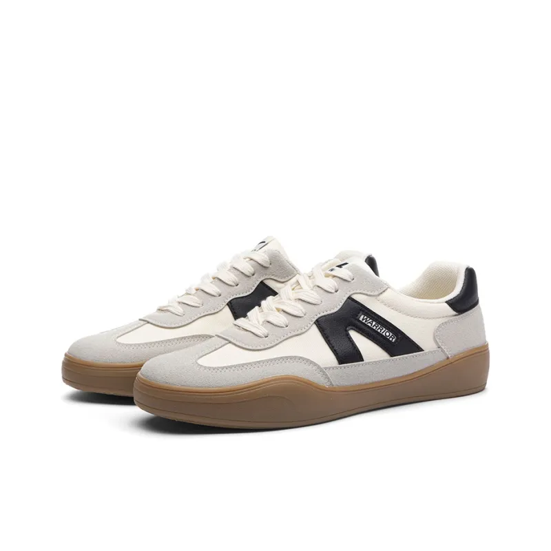Warrior Anti Slip And Wear Resistant Lightweight Low Top Skateboard Shoes Men's Gray Beige Black-2