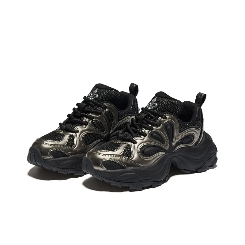 Palladium Petal Shoes Wear Resistant Slip Resistant Low Top Chunky Sneakers Women's Black-3