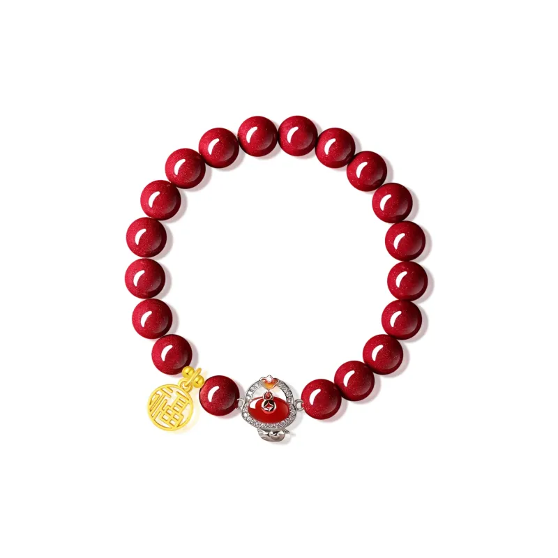 Moon Jewelry Reconstructed Cinnabar Bracelets Unisex-4