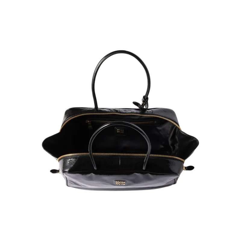 MIU MIU Sheepskin Handbag Women's Black-3