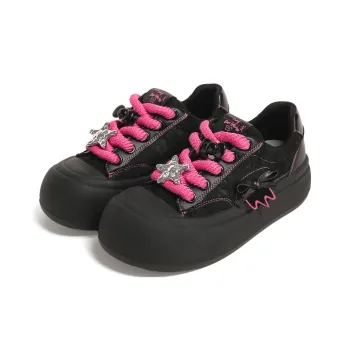 TTKJ Cushioning Height Increasing Slip Resistant Low Top Skateboard Shoes Women's Sweetheart Rose Red