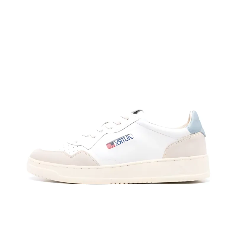 AUTRY Medalist Leather Low White Silver Blue Beige Women's-0