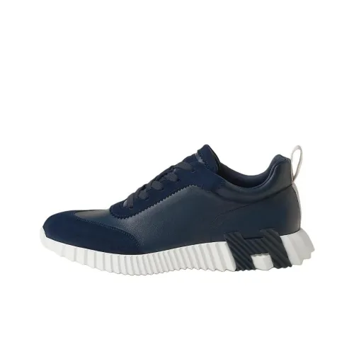 HERMES Bouncing Low Top Casual Shoes Men's Sea Blue