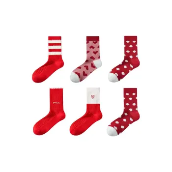 MADALLO Mid Calf Socks Women's 6 Pack Red