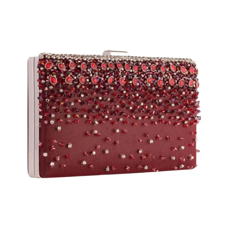 Gemy Maalouf Velvet One Shoulder Crossbody Clutches Women's Red-2