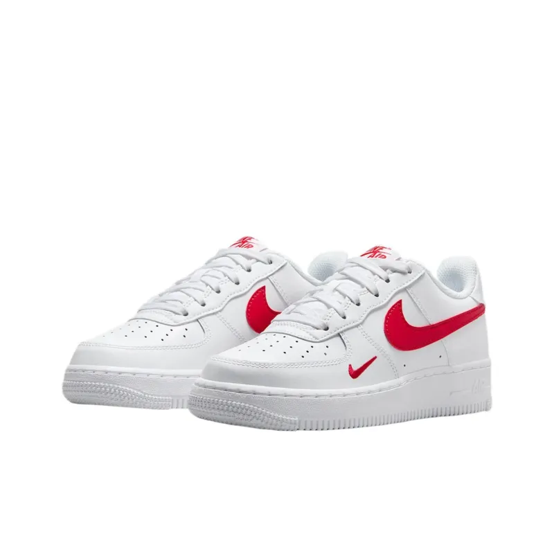 Nike Air Force 1 Lv8 Abrasion Resistant Low Top Kids' Skateboarding Shoes White/University Red Unisex-2
