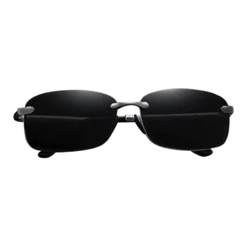 Thunder Pailong Alloy Square Sunglasses Men's Black Gray Gold