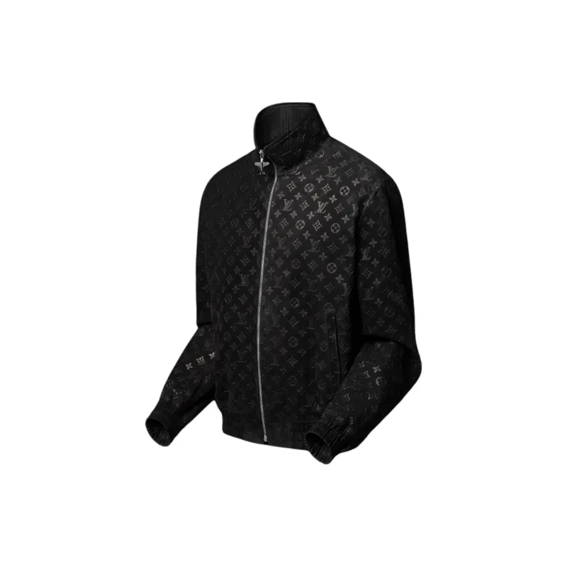 LOUIS VUITTON Monogram Debossed Suede Tracksuit Jacket-2