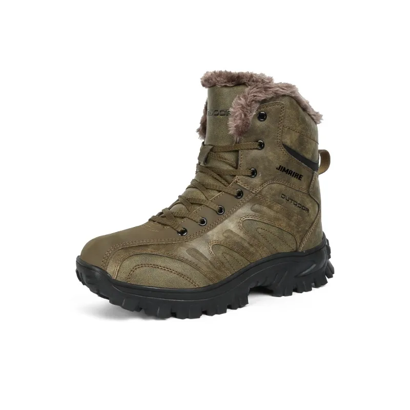 King Jinmai Warm Slip Resistant Short Mid Calf Snow Boots Men's-1