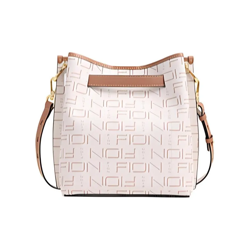 FION PVC Bucket Bag, Handbag, Shoulder Bag, Crossbody Bag Tubas Women's Ecru & Camel-2