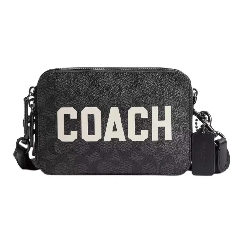 COACH Charter Coated Canvas Shoulder Bag Small Size Men's Charcoal Black