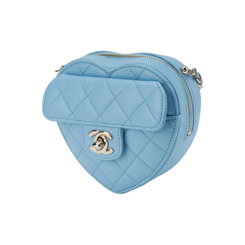 CHANEL Sheepskin Crossbody Bags Trumpets Women's Sky Blue-1