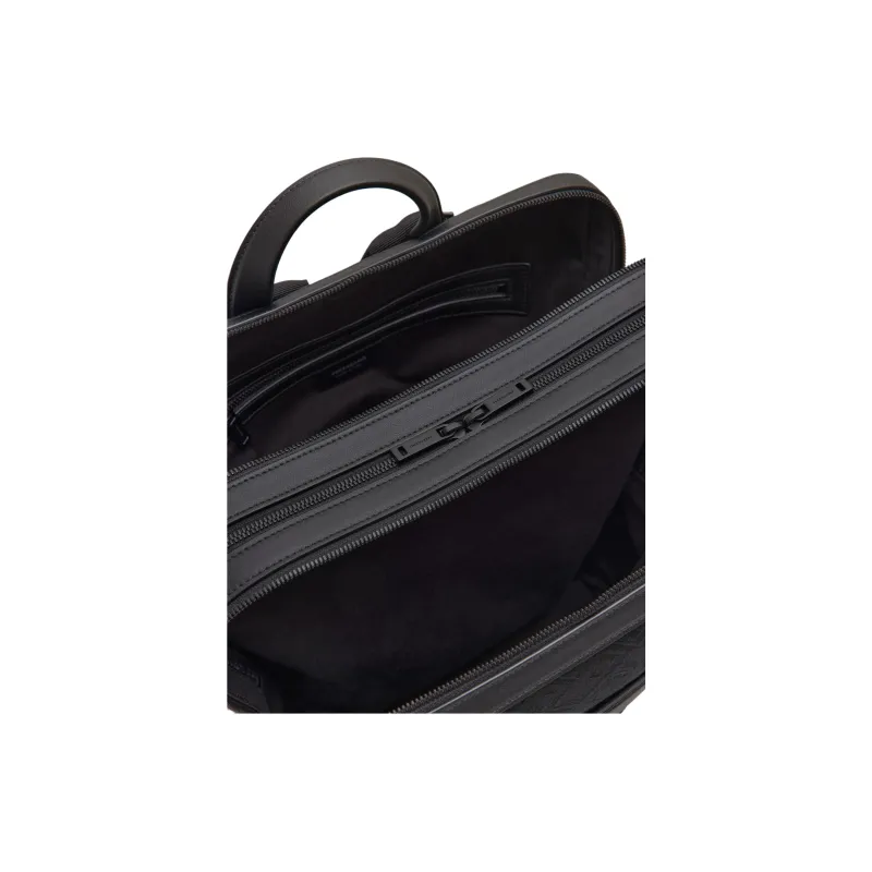 FERRAGAMO Calfskin Textile Backpack Men's Black-3