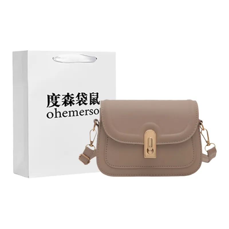 Dusen Kangaroo PU Small Square Bag, Crossbody Bag Regular Women's White/Black/Brown-13