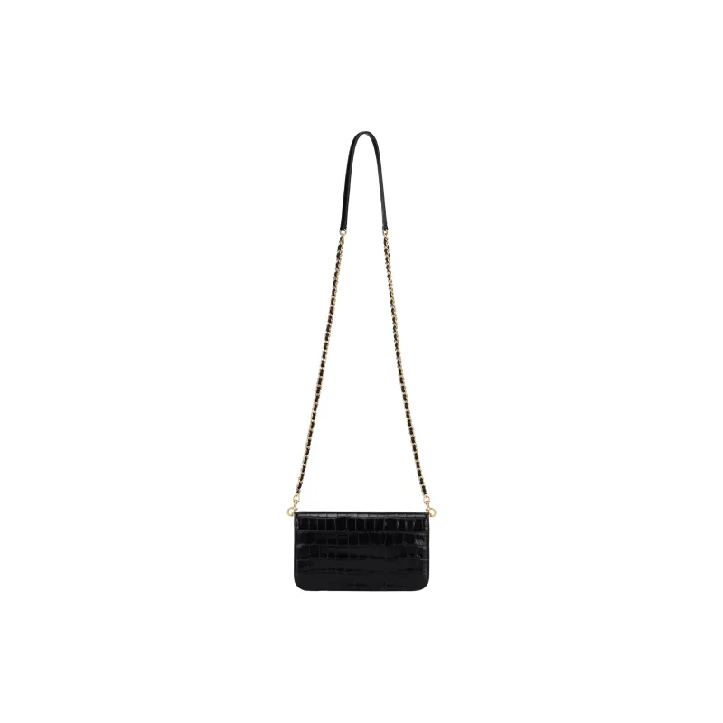 TORY BURCH Britten Crocodile Pattern Leather Shoulder Bag, Crossbody Bag, Chain Bag, Wallet Small Size Women's Black-2