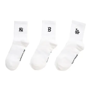 MLB BOSTON REDSOXNew York Yankees Los Angeles Dodgers Mid Calf Socks Unisex 3 Pack Ecru