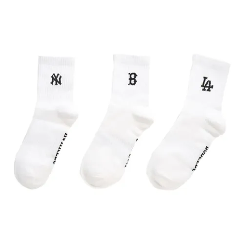 MLB BOSTON REDSOXNew York Yankees Los Angeles Dodgers Mid Calf Socks Unisex 3 Pack Ecru