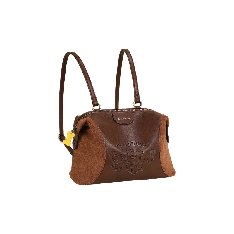 TOUTOU Maltese Collaboration Synthetic Leather Backpack Regular Women's Chocolate Brown-1