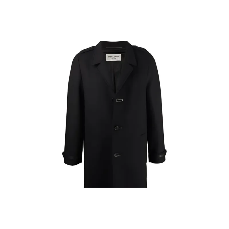 SAINT LAURENT FW21 Men Wool Single-Breasted Coat Black-5