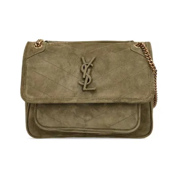SAINT LAURENT Niki Calfskin Shoulder Bag Women's Dark Olive Green