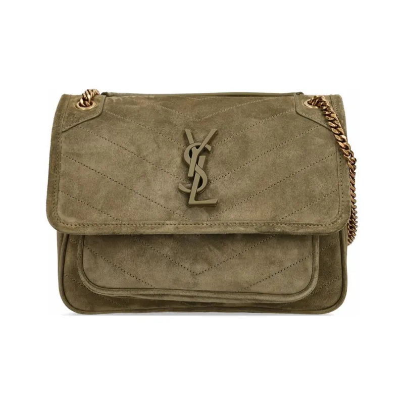 SAINT LAURENT Niki Calfskin Shoulder Bag Women's Dark Olive Green-0