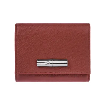 LONGCHAMP Le Roseau Cow Leather Wallet Women's Chestnut