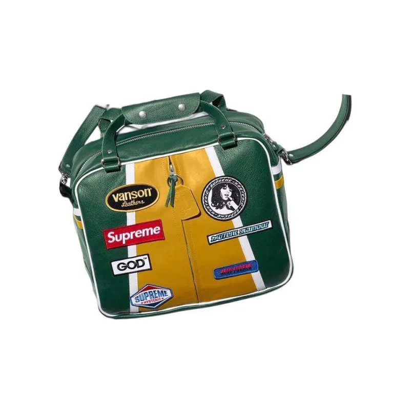 Supreme Cow Leather Shoulder Bag Crossbody Bag Handbag Regular Unisex Green-4