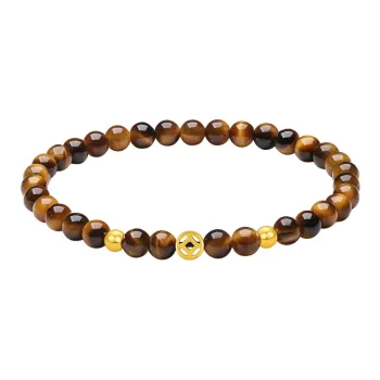 ZHOU LIU FU Silicified Crocidolite, Small Copper Coin Wealth Solid Gold Fixed Price Bracelets Women's