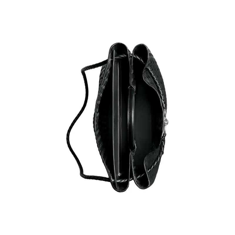 Bottega Veneta Andiamo Series Lambskin One Shoulder Handbags Large Size Women's Black-3