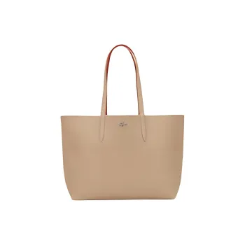 LACOSTE PVC Tote Bag Shopping Bag Handbag Large Size Women's Khaki And Orange