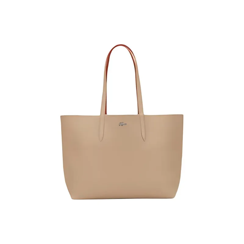 LACOSTE PVC Tote Bag Shopping Bag Handbag Large Size Women's Khaki And Orange-0