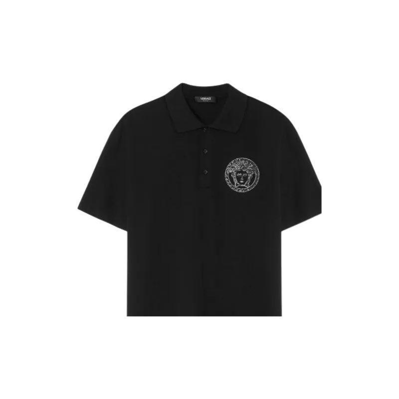 VERSACE Medusa Embroidered Short Sleeved Polo Shirt-5