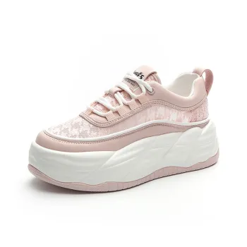 MABEL&CO Anti Slip And Wear Resistant Height Increasing Low Top Casual Shoes Women's Pink