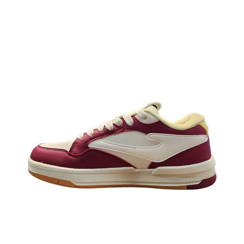 Erke No. 3 Single Slip-Resistant Cushioning Coverage Low-Top Skateboard Shoes Women's White Red Yellow-1