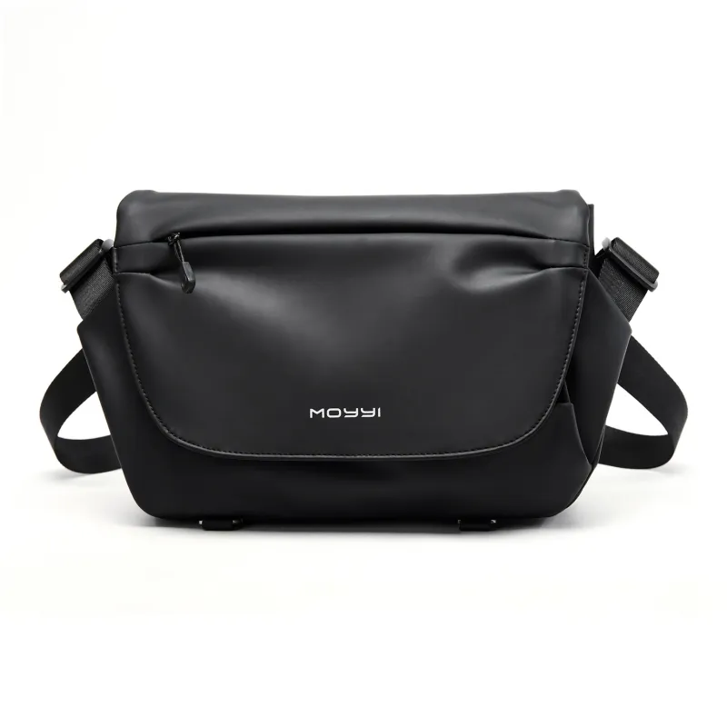 MOYYI PVC Shoulder Bag Large Size Men's Black-0