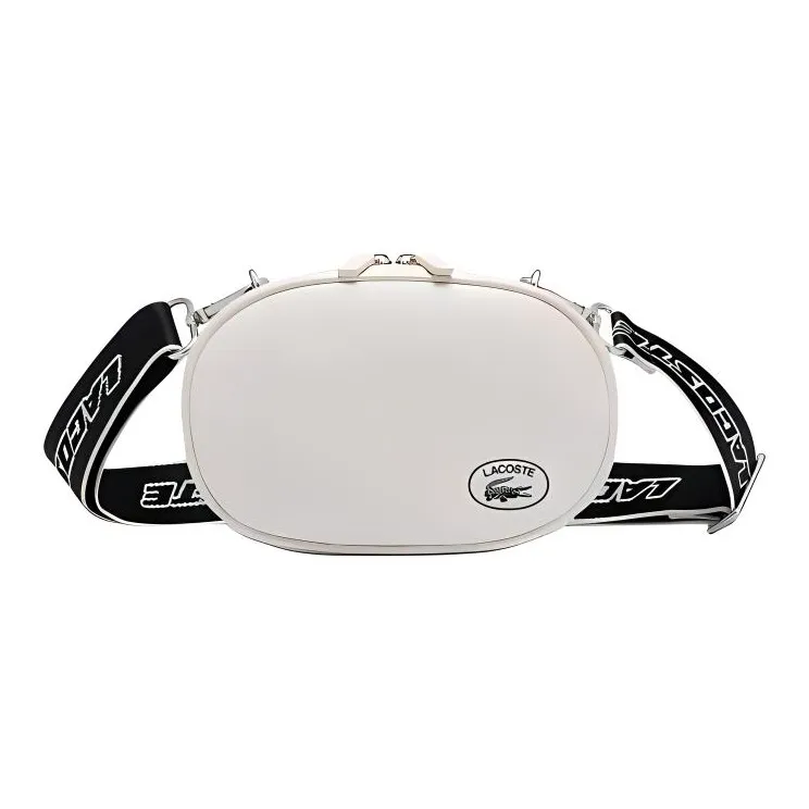 LACOSTE Cow Leather Shoulder Bag Crossbody Bag Medium Size Women's White-0
