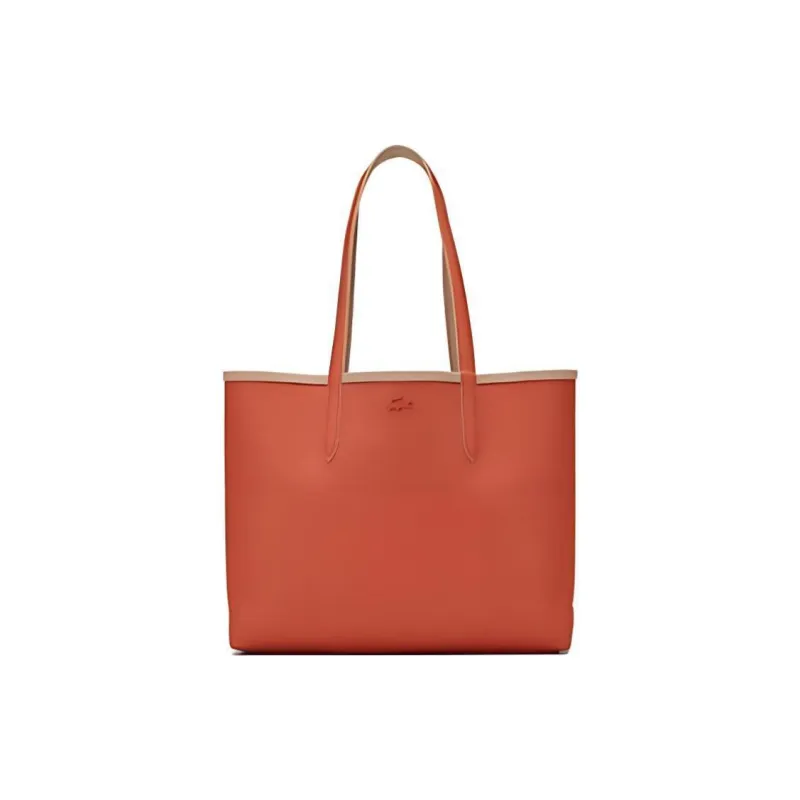 LACOSTE PVC Tote Bag Shopping Bag Handbag Large Size Women's Khaki And Orange-2