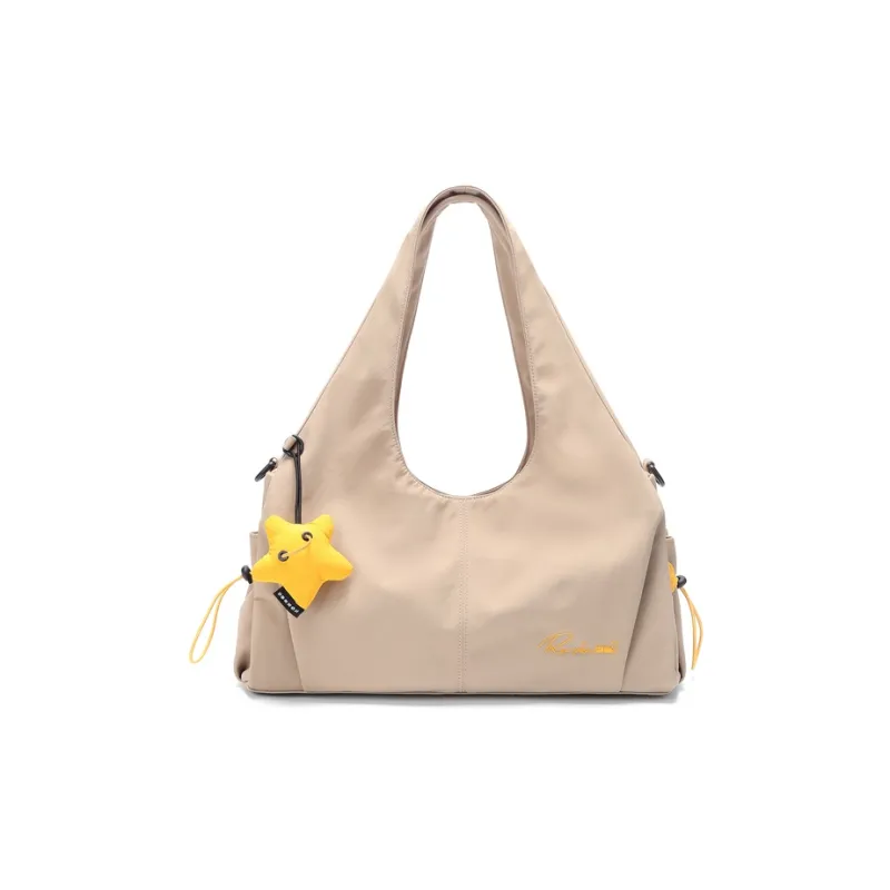 NOXXON Nylon Handbag Shoulder Bag Crossbody Bag Large Size Women's Obsidian Black/Khaki-4