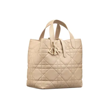 DIOR Toujours Cow Leather Indigenous Bag, Basket Bag, Shoulder Bag, Crossbody Bag, Handbag Medium Size Women's Beige